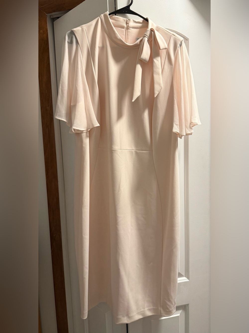 Calvin Klein Soft Blush Tie-Neck Midi Dress